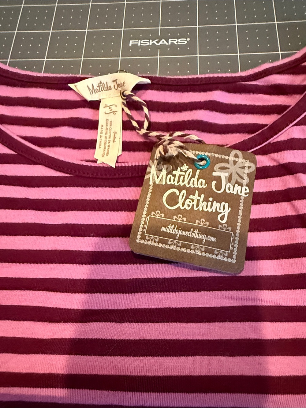 Matilda Jane Striped Long-Sleeve Boatneck Top in Pink and Plum - Picture 12 of 12